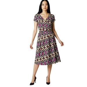 Bisou Bisou 90s Retro Geo-print True Wrap Dress size 6